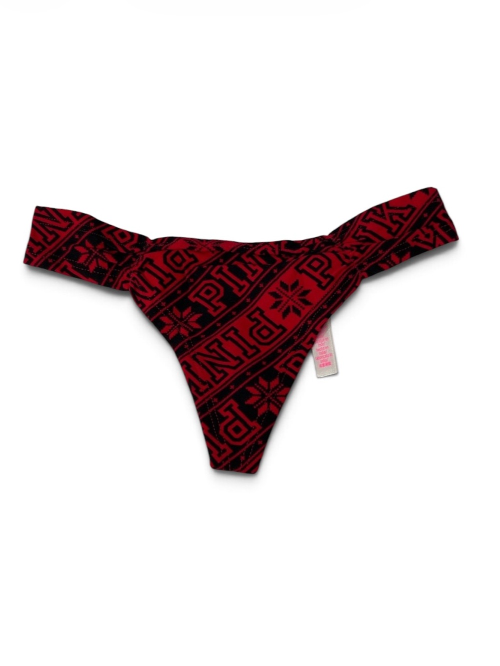 PINK Victoria’s Secret Red Black Patterned Panties | XS | NWT